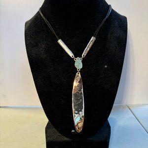 Beautiful silver, turquoise and leather Necklace
